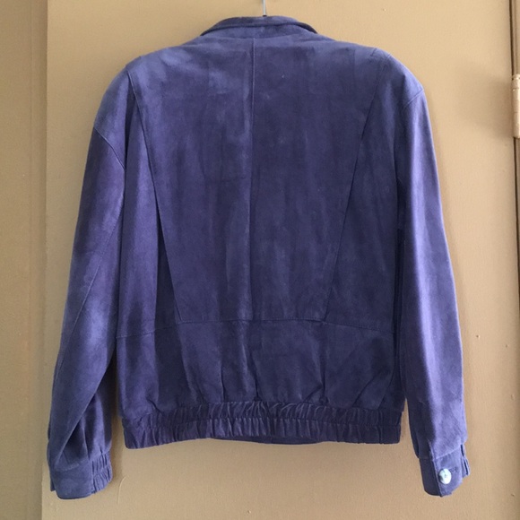 Women’s Mauve Leather Suede Bomber Style Jacket - Picture 7 of 8